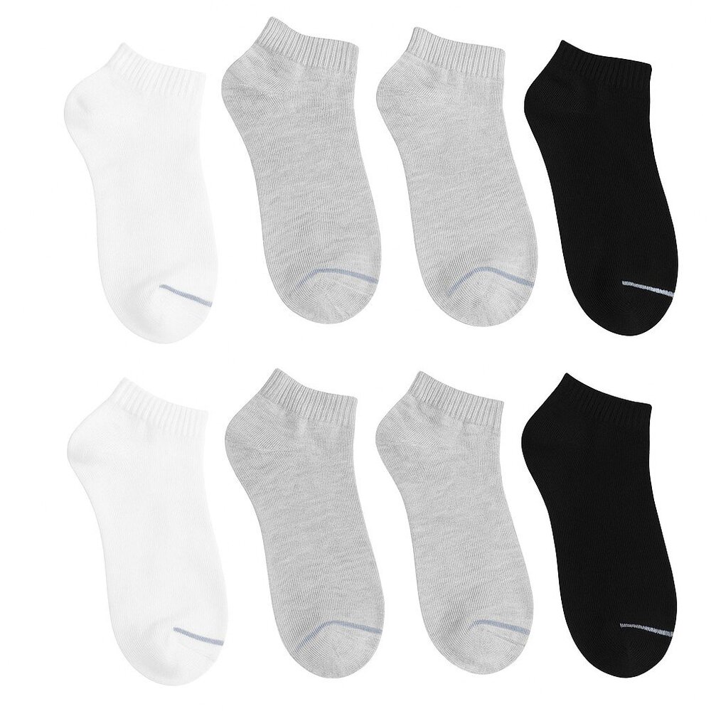 Lot of 6 Pairs Low-Cut Ankle Socks – White, Black & Gray – Everyday Athletic